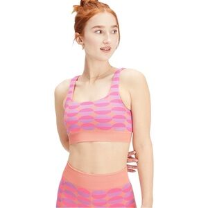 Fabletics Dottie Geo Seamless Bra Women’s Large Pink Rave Geo Multi NWT